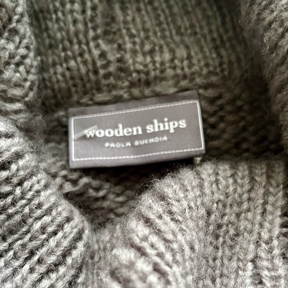 Wooden Ships SNOW cowl neck turtleneck chunky sweater XS Small - white and gray - Picture 2 of 10